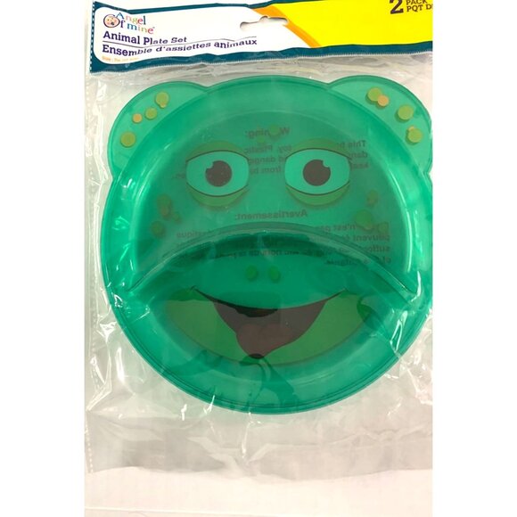 Angel of Mine Divided Plate pack of 2 Green Turtle 7.75 in New Plastic NO BPA - Picture 2 of 3